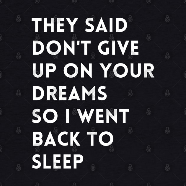 they said don't give up on your dreams so i went back to sleep by mdr design